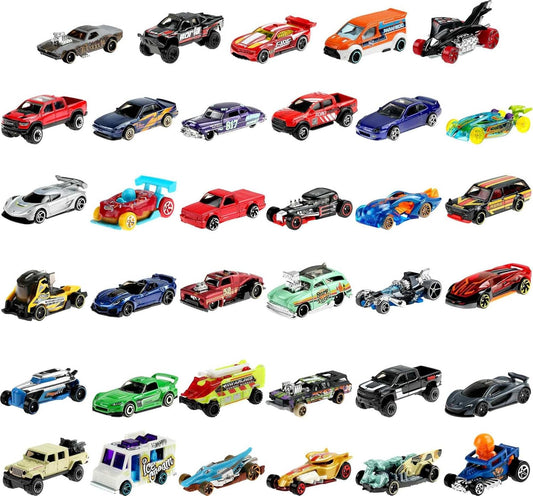 Pacote com 36 carrinhos Hot Wheels, conjunto com vários veículos Hot Wheels modernos e clássicos em escala 1:64 para brincar ou exibir, presente para entusiastas de carros, colecionadores e crianças a partir de 3 anos, GWN98