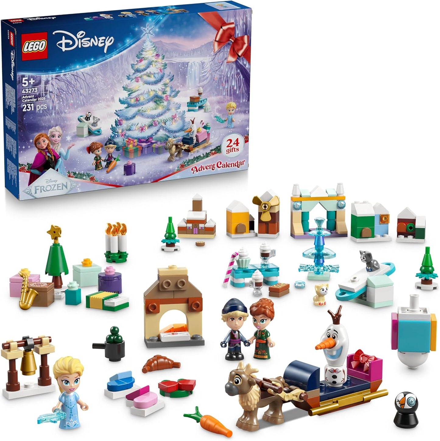 LEGO | Calendário do Advento Disney Frozen 2025 - Brinquedos de Princesas para Montar para Meninas e Meninos a partir de 5 Anos - 24 Surpresas de Natal, incluindo Mini Bonecas da Anna e da Elsa, além de Figuras de Animais Fofos - Ideia de Presente 43273