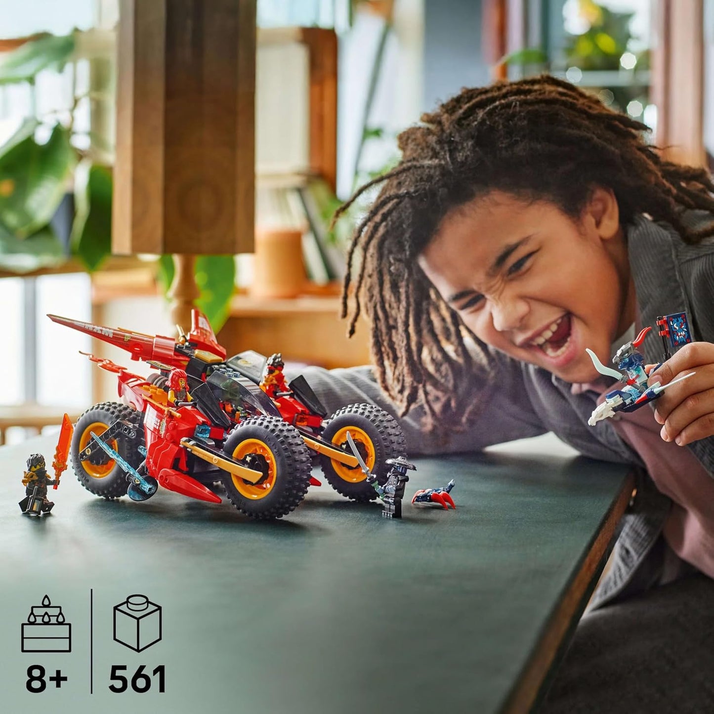 LEGO NINJAGO Veículo de Combate Ninja - Transforma-se em 2 Motos Ninja e um Avião a Jato - 6 Minifiguras incluindo Kai e Cole - Presente de Aniversário Dragons Rising para Meninos a partir de 8 Anos - 71844