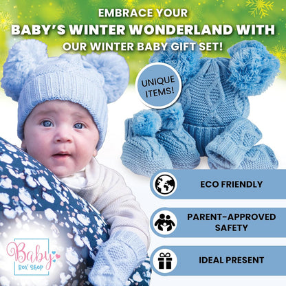 Conjunto de presentes personalizados para bebês meninos - Conjunto de roupas de inverno em tricô para bebês, presentes para recém-nascidos, itens essenciais para bebês para presentes de revelação de recém-nascidos