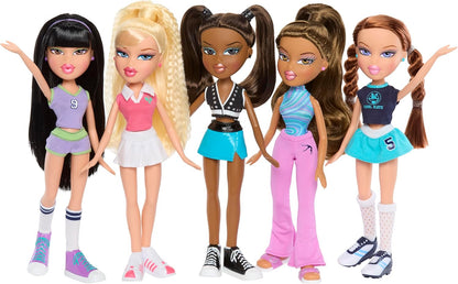 Bratz Boneca Play Sportz Sasha, líder de torcida, com acessórios, nas cores vermelha, branca e azul.