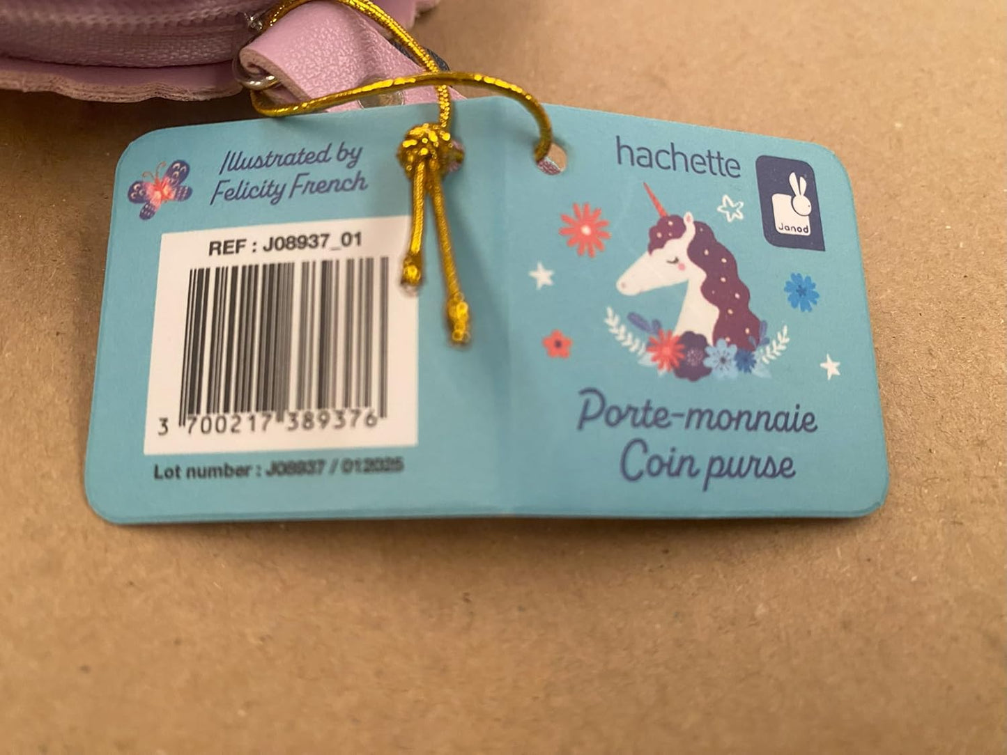 Janod - Bolsa Unicórnio - Bolsa para Meninas - Porta-moedas de Couro Sintético - Bolsa para Joias com Fecho de Zíper - Moda e Acessórios - 6 Anos ou Mais - J08937