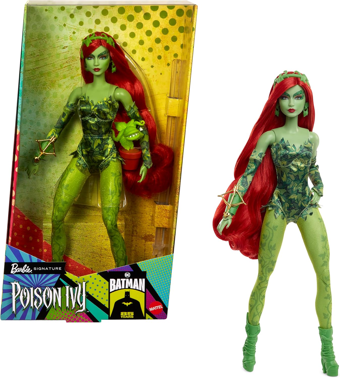 Barbie Boneca Signature Poison Ivy Collector com corpo articulado, traje icônico e acessórios, colecionável do 85º aniversário do Batman da DC, HRM51