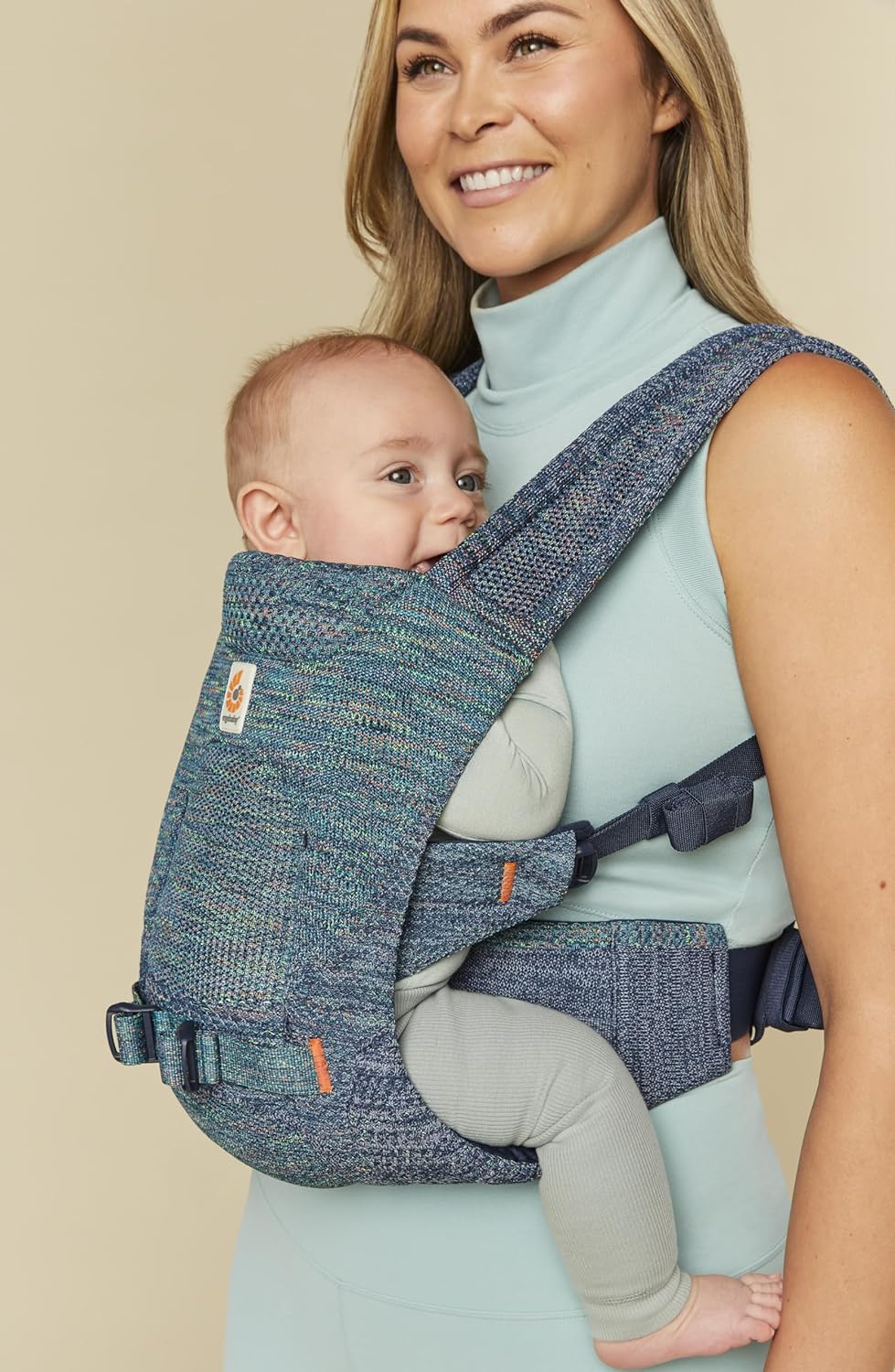 Ergobaby Porta-bebês Aerloom para recém-nascidos e crianças pequenas, porta-bebês ergonômico de 3 posições na barriga ou nas costas, Formaknit (turmalina)