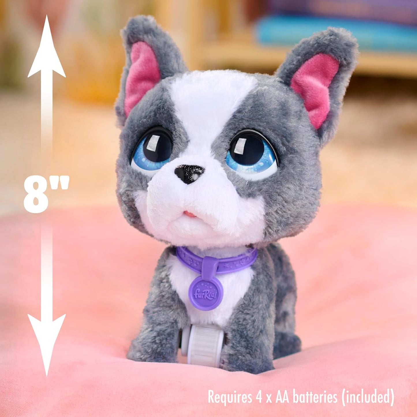 furReal Walk-A-Lots Bulldog Francês, Cachorro de Brinquedo Interativo de 10 cm de Altura, para Meninos e Meninas a partir de 4 Anos, da Just Play