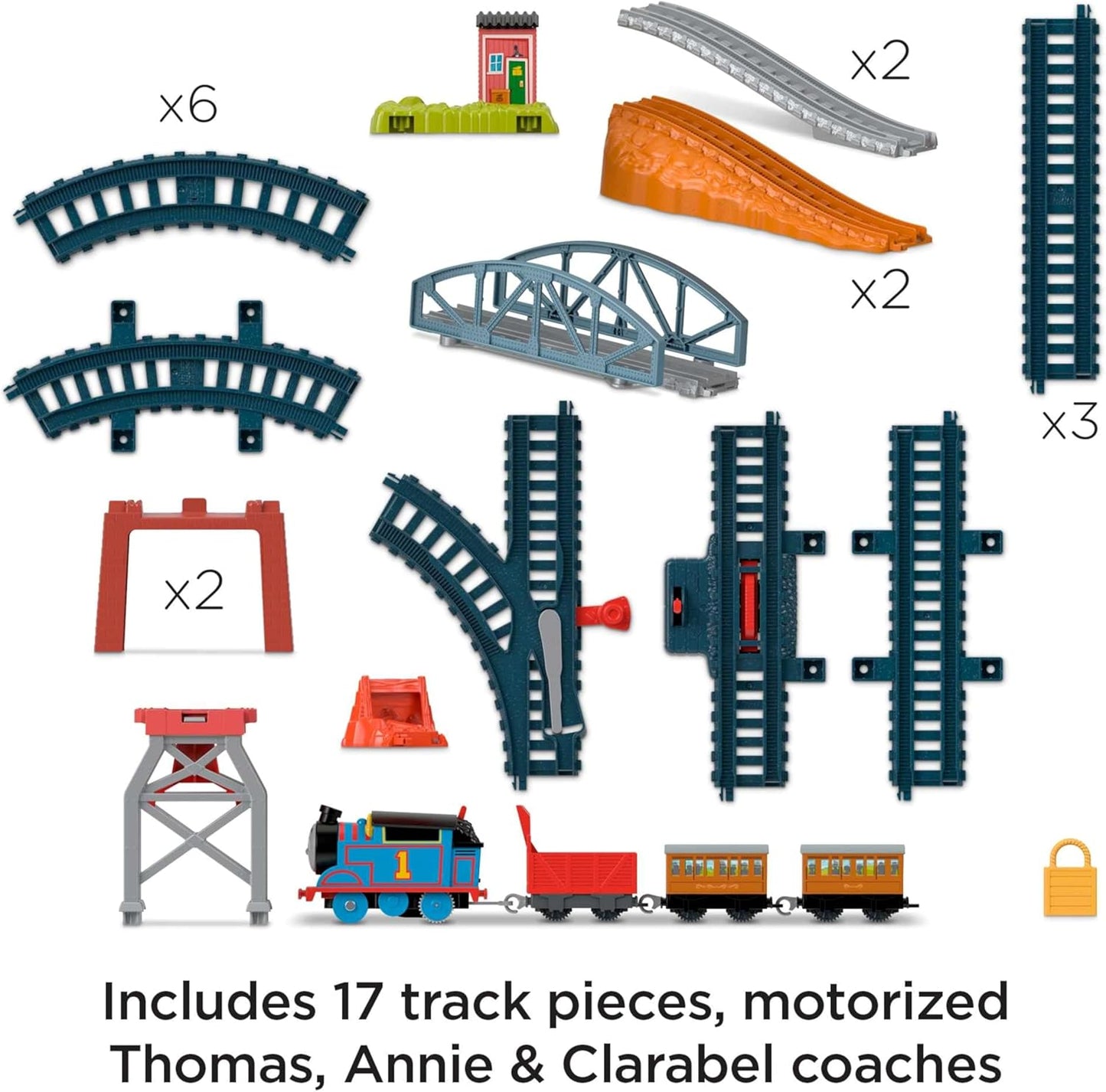 Conjunto de trem Fisher-Price Thomas & Friends 3 em 1 com Thomas motorizado para crianças em idade pré-escolar a partir de 3 anos, HGX64