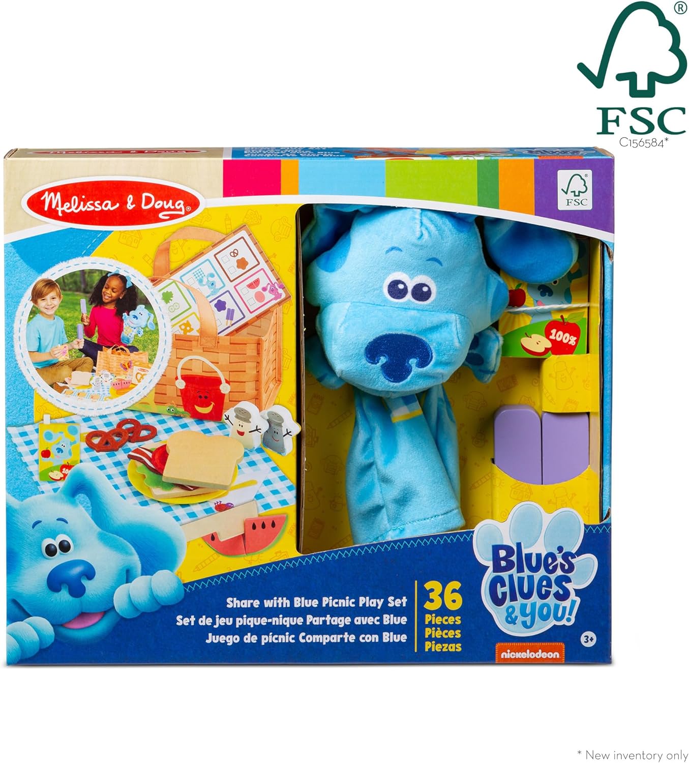 ¡Las pistas de Melissa y Doug Blue y tú! Compartir con Juego de picnic azul con marioneta de mano | Juguete de juego de rol para niños | 3 y superiores | Regalo para niños o niñas | Materiales certificados FSC