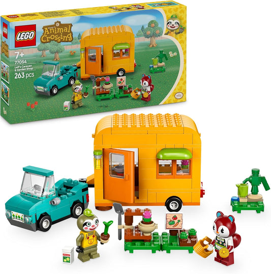LEGO Animal Crossing Leif’s Caravan & Garden Shop, conjunto de construção de veículos de simulação com brinquedo de carro para meninas e meninos de 7 anos ou mais, presente de aniversário infantil