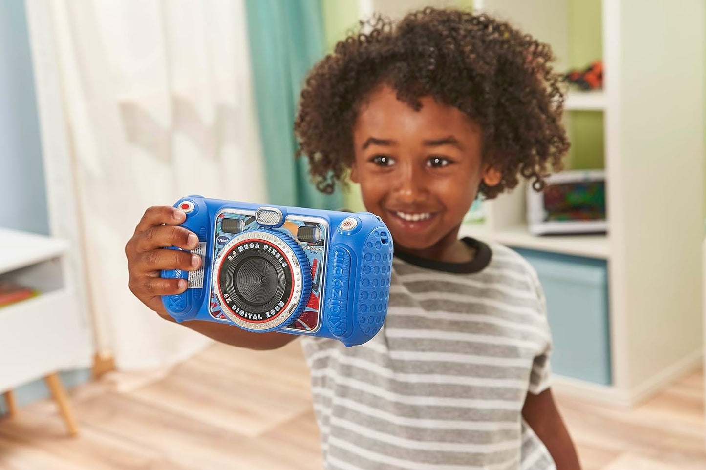 VTech KidiZoom Duo FX, câmera infantil com tela colorida, 8 MP, fotos, selfies e vídeos, filtros AR, 20 jogos, 75 efeitos de foto e vídeo, filtros e molduras, para bebês de 3, 4, 5, 6, 7 anos ou mais, azul