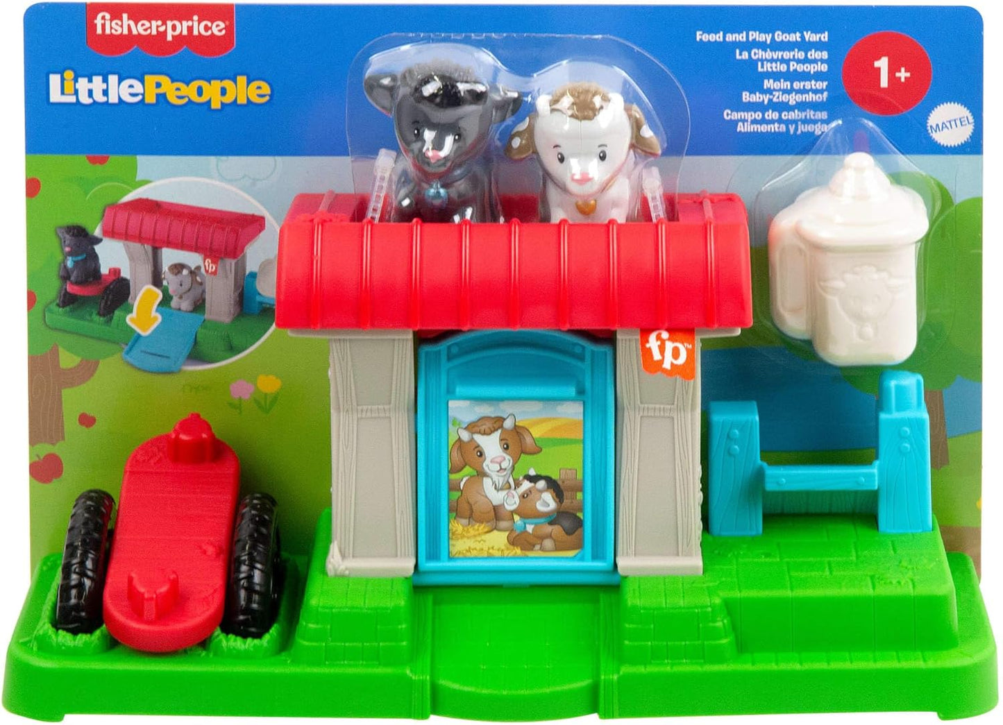 Brinquedo Fisher-Price Little People para Crianças Pequenas: Alimente e Brinque com Cabras no Quintal, com 2 Figuras e 1 Acessório, HWR85