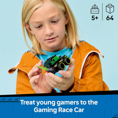 LEGO City Rides – Carro de Corrida de Brinquedo - Mini Conjunto de Construção com Minifigura de Piloto Júnior - Lembrancinhas de Festa - Pequeno Presente Colecionável para Meninos a partir de 5 Anos - 60484