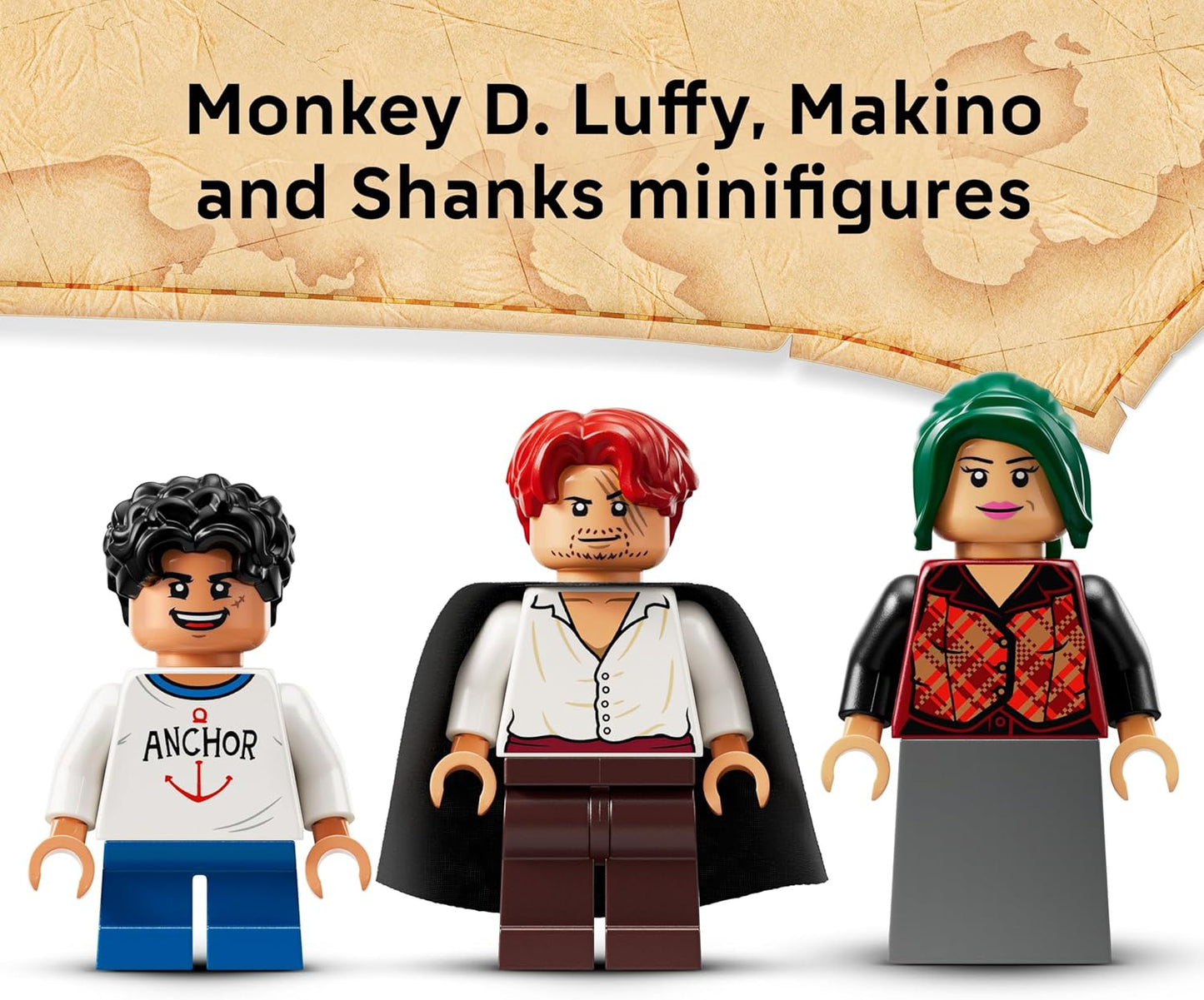 LEGO ONE PIECE Cabana da Vila do Moinho de Vento com Barco, Minifiguras do Jovem Luffy, Shanks e Makino, além de Acessórios, incluindo um Cartaz de Procurado - Presente de Anime para Meninos, Meninas e Fãs a partir de 8 Anos - 75636