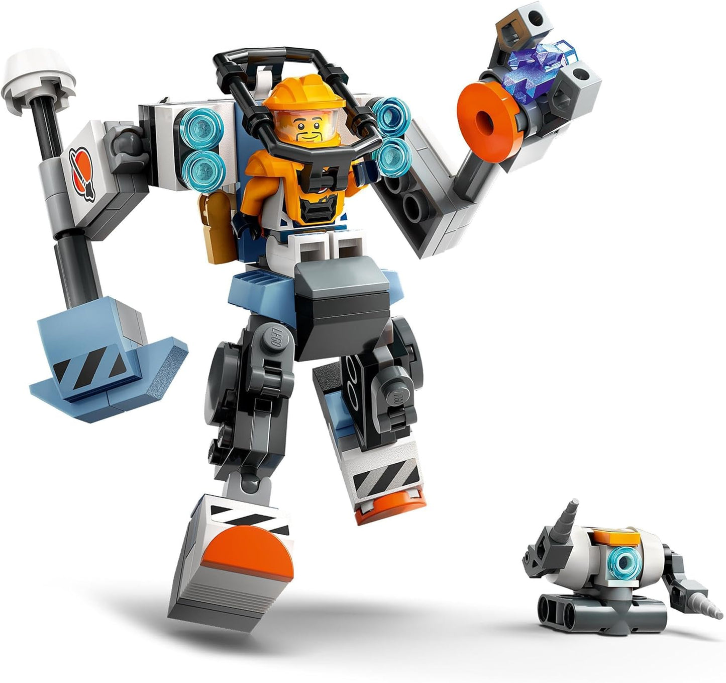 LEGO City Traje de mecánico de construcción espacial, figura de acción de juguete para niños, niños y niñas a partir de 6 años, juego de construcción con robot y minifigura de piloto, pequeña idea de regalo 60428