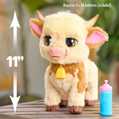 Just Play furReal Maggie, a Vaca Interativa "Coma e Siga", Mini Vaca Highland de 28 cm, para Meninos e Meninas a partir de 4 Anos