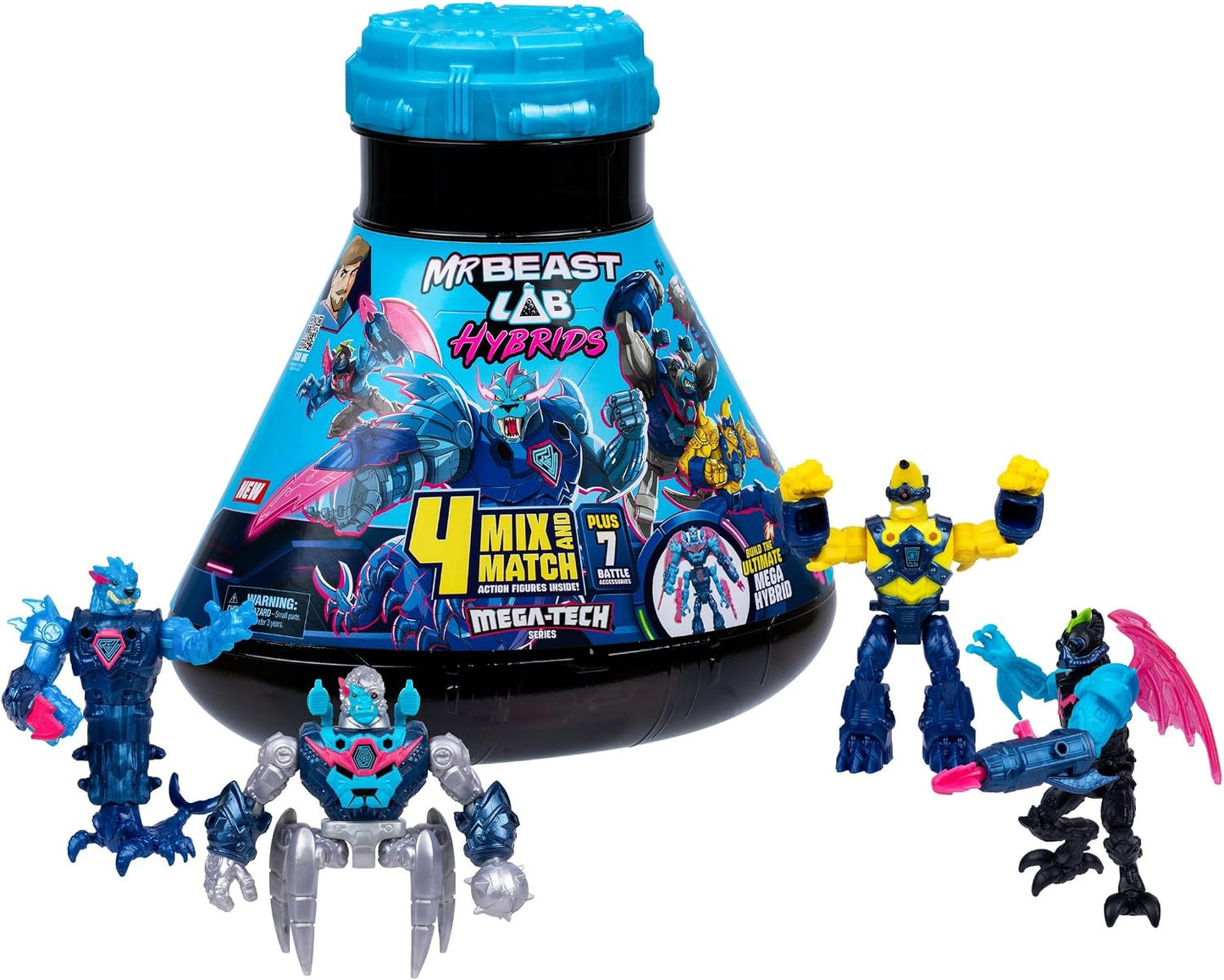 Mega Pacote MrBeast Lab Hybrids, 4 Bonecos Combináveis, 7 Acessórios