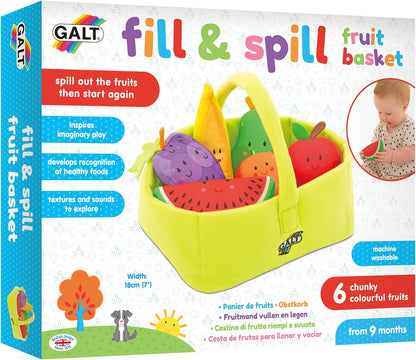 Galt Toys, Cesta de Frutas Encha e Derrama, Brinquedos de Atividades Macios, Idades 9 Meses ou Mais