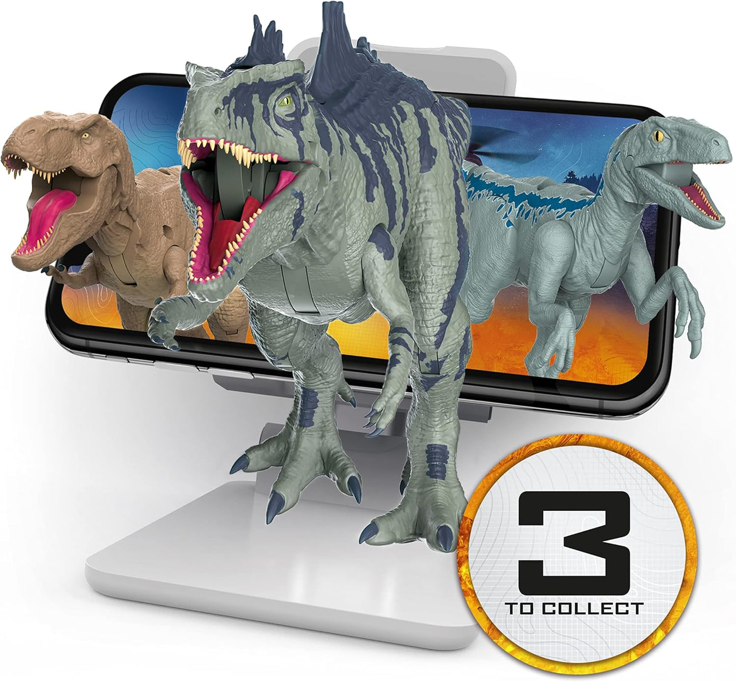 UAU! COISAS - Brinquedos de dinossauro Jurassic World MovieMates | Boneco de ação azul hiperarticulado e aplicativo | Brinquedos oficiais de dinossauro Jurassic World e Dominion para maiores de 3 anos