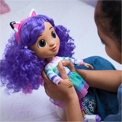 Gabby’s Dollhouse, Boneca Gabby Girl Canta e Celebra, 33 centímetros de altura, com efeitos sonoros e orelhas de gato reversíveis, brinquedo infantil para meninas e meninos a partir de 3 anos.