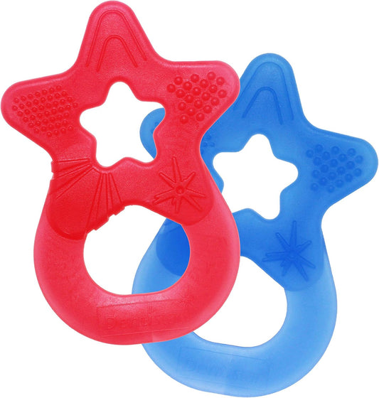 Dentistar Star Teether Pacote de 2, brinquedo de dentição para bebês com mais de 3 meses, anel de dentição de bebê de silicone macio para alívio da dor nos dentes e gengivas
