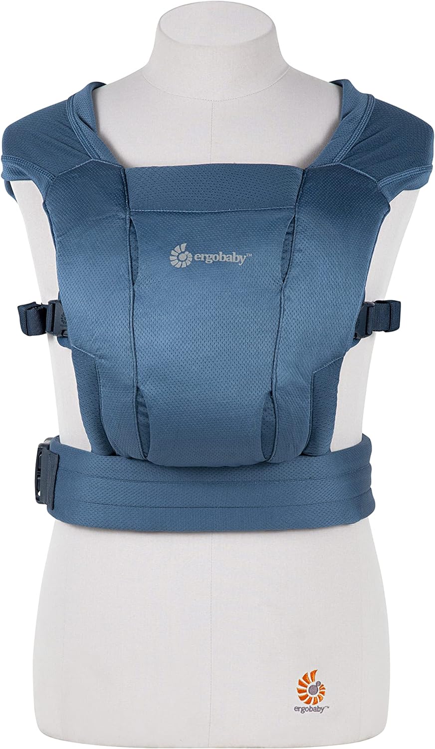 Ergobaby Hug Portabebés ergonómico Soft Air Mesh para recién nacidos desde el nacimiento, portabebés ergonómico de 2 posiciones, azul