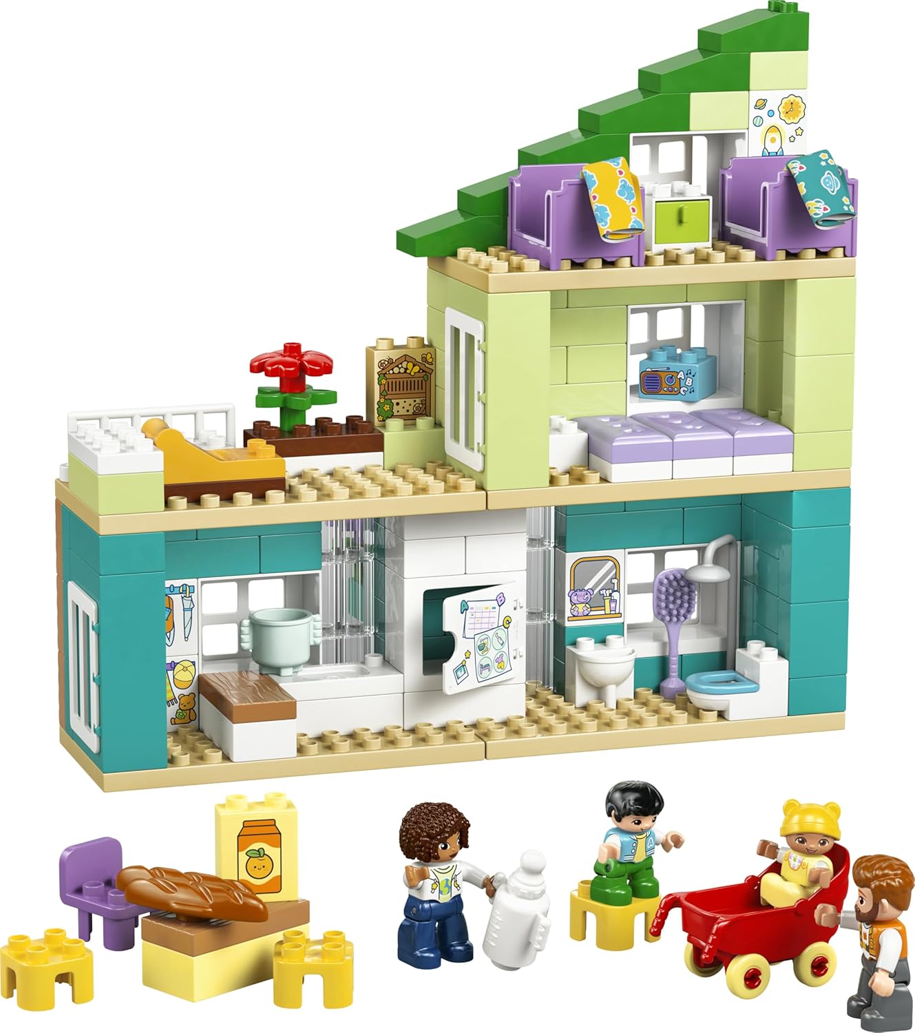 LEGO DUPLO 3 em 1 Casa Moderna com Figuras - Brinquedo Educativo para Desenvolvimento da Coordenação Motora em Crianças - Conjunto Montessori Interativo com Acessórios para Casa de Bonecas Presente para Meninas e Meninos a partir de 2 Anos 10470