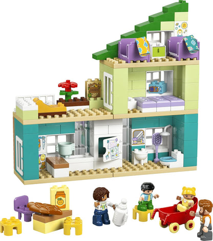 LEGO DUPLO 3 em 1 Casa Moderna com Figuras - Brinquedo Educativo para Desenvolvimento da Coordenação Motora em Crianças - Conjunto Montessori Interativo com Acessórios para Casa de Bonecas Presente para Meninas e Meninos a partir de 2 Anos 10470