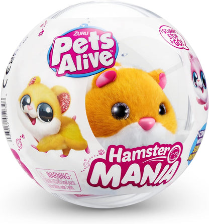 Pets Alive Hamstermania Laranja da ZURU Hamster, Animal de estimação eletrônico, Mais de 20 sons interativos, Bola de brinquedo para hamster para meninas e crianças (Laranja)