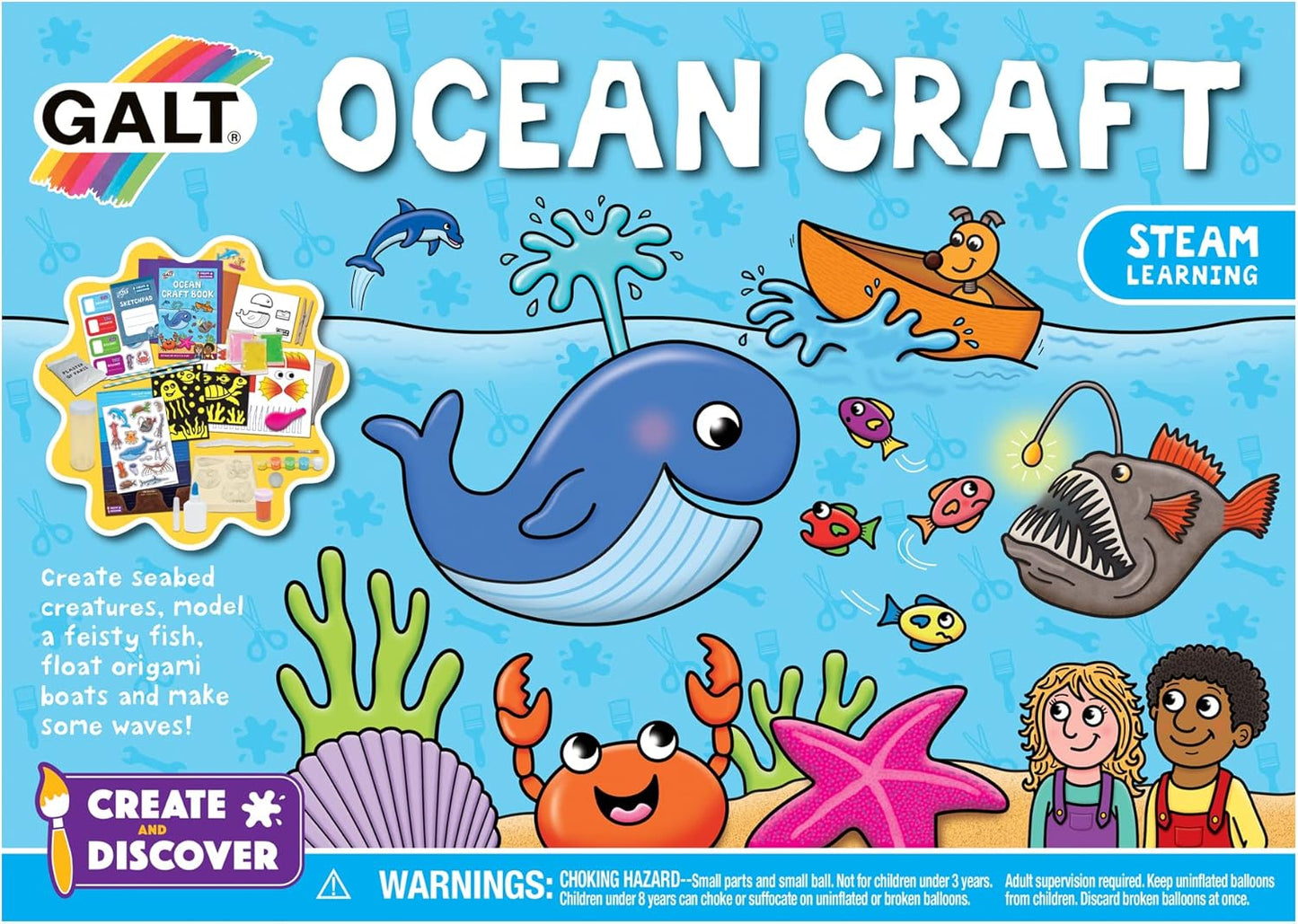 Galt Toys, Crie e Descubra - Ocean Craft, Kits de Artesanato para Crianças a partir de 5 Anos