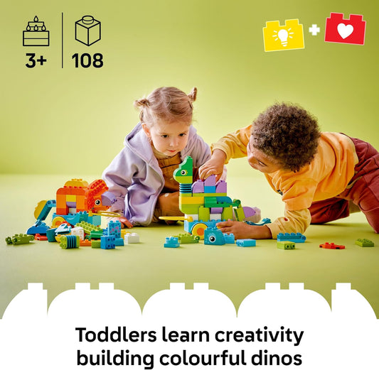 LEGO DUPLO 3 em 1 Dinossauros sobre Rodas - Brinquedo Educativo para Meninos e Meninas a partir de 3 Anos para Construir Figuras de Dinossauros Diplodoco e T. Rex, Triceratops e Estegossauro ou Pteranodonte e Parassaurolofo - 10451
