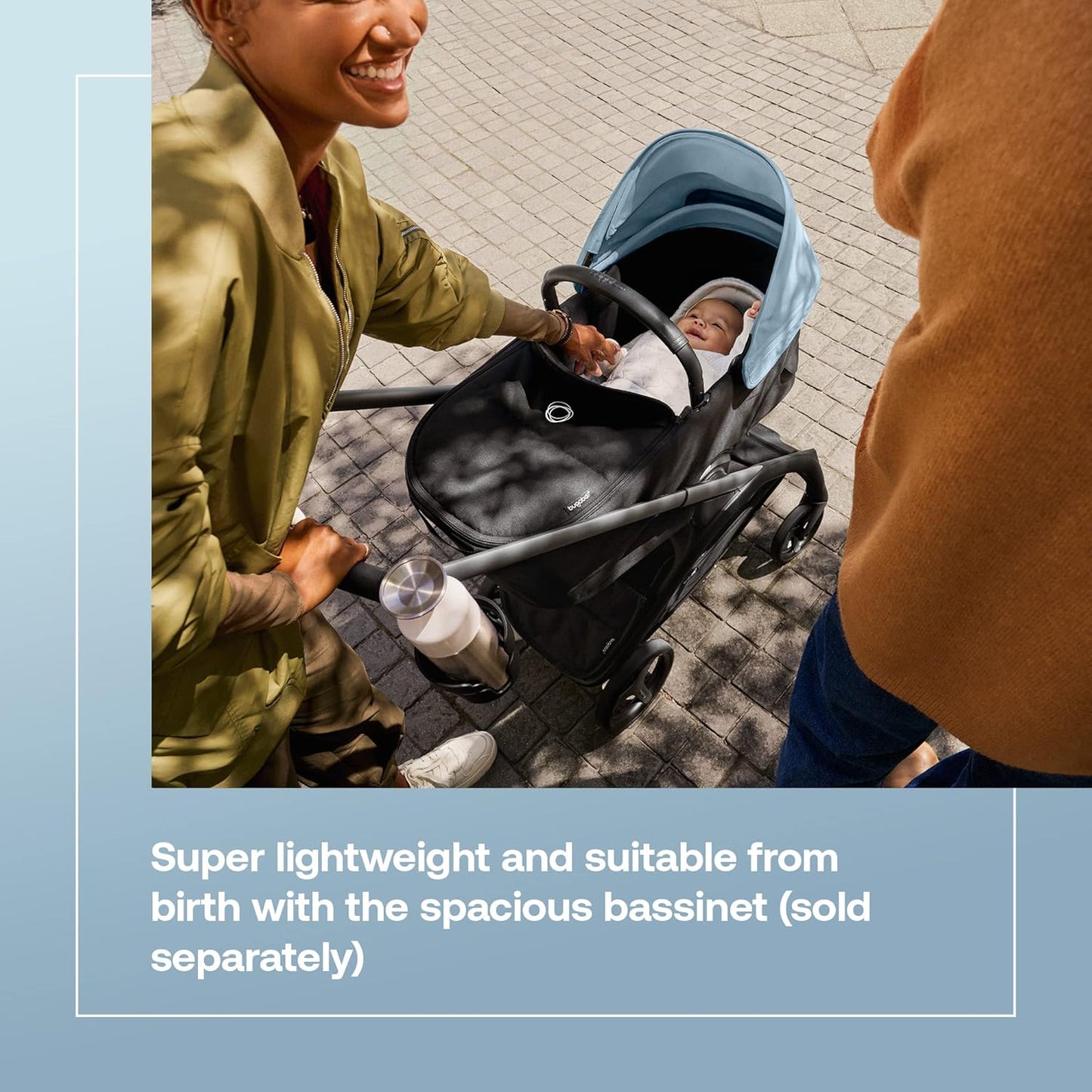 Carrinho de bebê Bugaboo Dragonfly City, carrinho de bebê leve e compacto com dobra fácil com uma mão em qualquer posição, suspensão total, cesto inferior XL, chassi preto e capota solar preta meia-noite