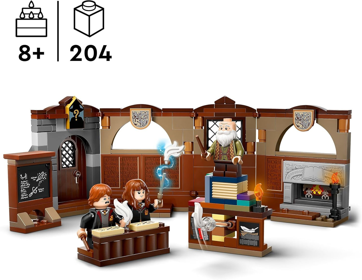 LEGO Harry Potter Castelo de Hogwarts: conjunto de classe de encantos com 3 minifuguras incl. Hermione Granger e Ron Weasley, apresentam função de levitação Wingardium Leviosa