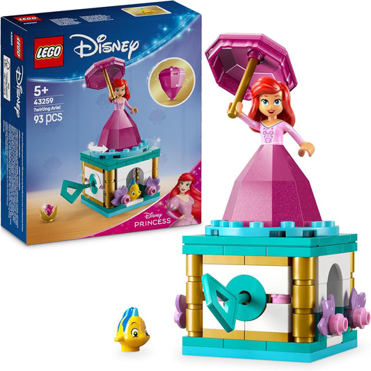 LEGO ǀ Disney Twirling Ariel Building Toy para meninas com mais de 5 anos, incl. Figura de linguado, caixa montável com miniboneca de princesa giratória para brincadeira independente