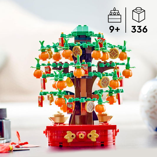 LEGO Brinquedo de construção de árvore de dinheiro para meninos e meninas de 9 anos ou mais, conjunto de ano novo lunar é uma ótima decoração de quarto infantil ou para brincar de faz-de-conta, presente de aniversário