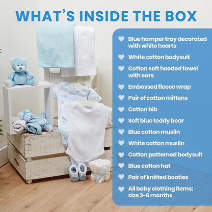 Conjunto de presentes para bebês meninos - 12 itens essenciais para recém-nascidos - Presentes ideais para chá de bebê para meninos, Baby Box Shop Conjunto de presentes personalizados para bebês meninos - 12 presentes