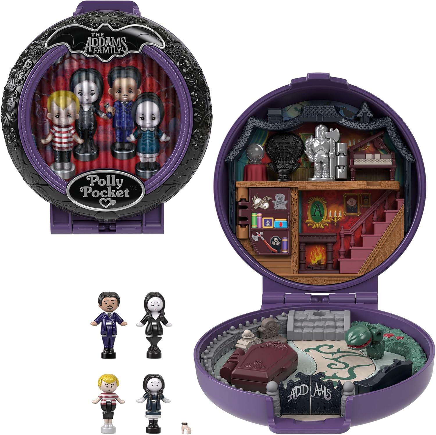 HIPPERS リトルワールドシリーズ 10個 Polly Pocket Collector Playset, The Addams Family Compact com 4 boneco