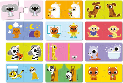 Janod - Opposites Puzzle - 12 Cardboard 2-Piece Puzzles - Educational Game - Fine Motor Skills and Concentration - FSC Product and Vegetable Inks - Made in France - Ages 2 +