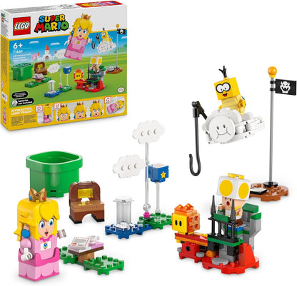 LEGO Super Mario Adventures com pêssego interativo, conjunto de brinquedos de princesa para crianças, figura de sapo amarelo, presente Nintendo para meninas, meninos e jogadores de 6 anos ou mais,