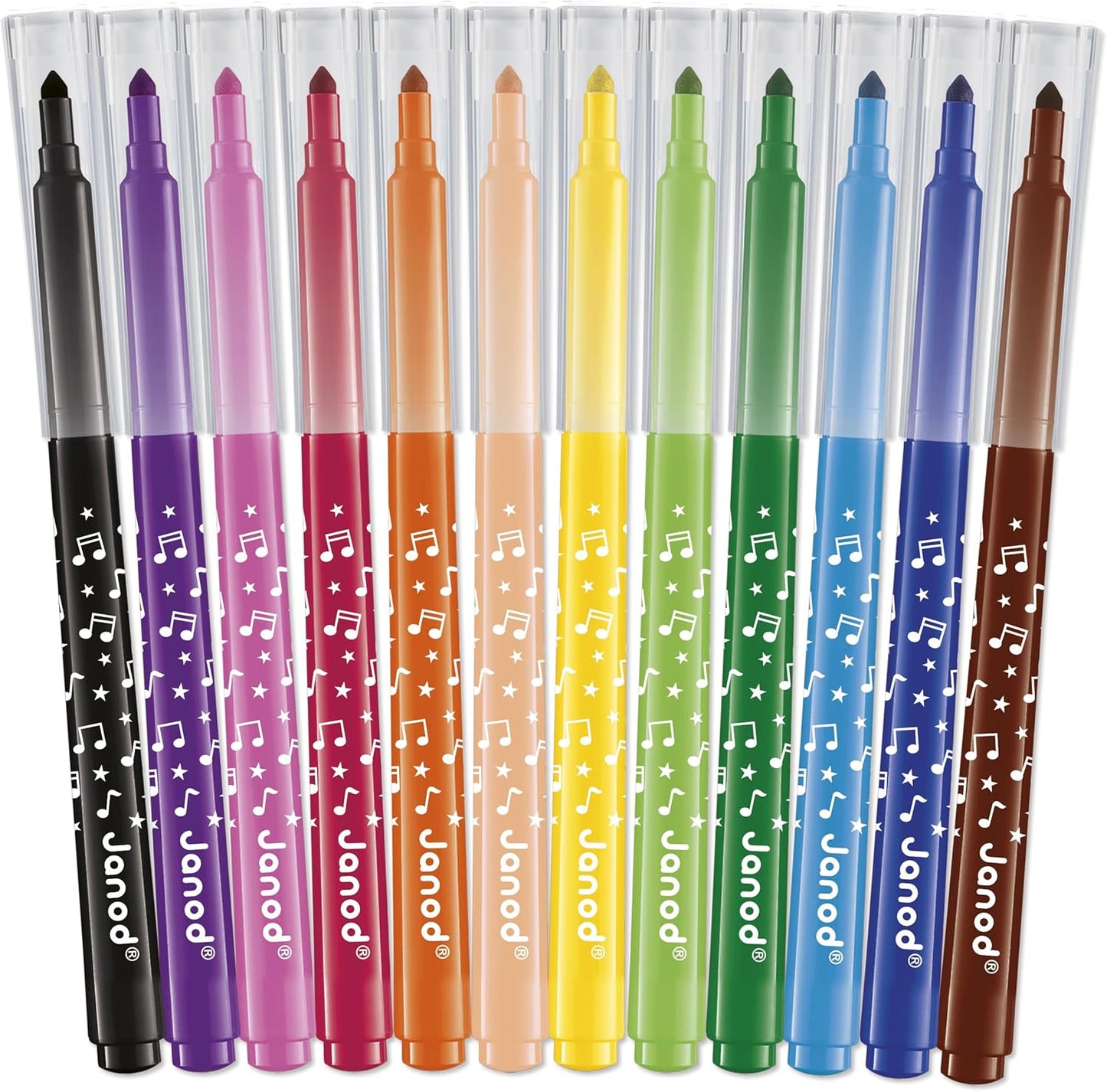 Janod - Canetas hidrográficas de longa duração - Ponta travada e cônica para diferentes espessuras de linha - Tinta lavável - Hobbies e artesanato criativos - Idades 3+