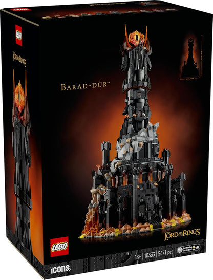 LEGO Ícones O Senhor dos Anéis: modelo Barad-dûr, conjunto de construção de recordações de filmes para adultos, ideia de presente para homens e mulheres, inclui minifiguras de Sauron, Gothmog, Orc, Frodo, Sam e Gollum