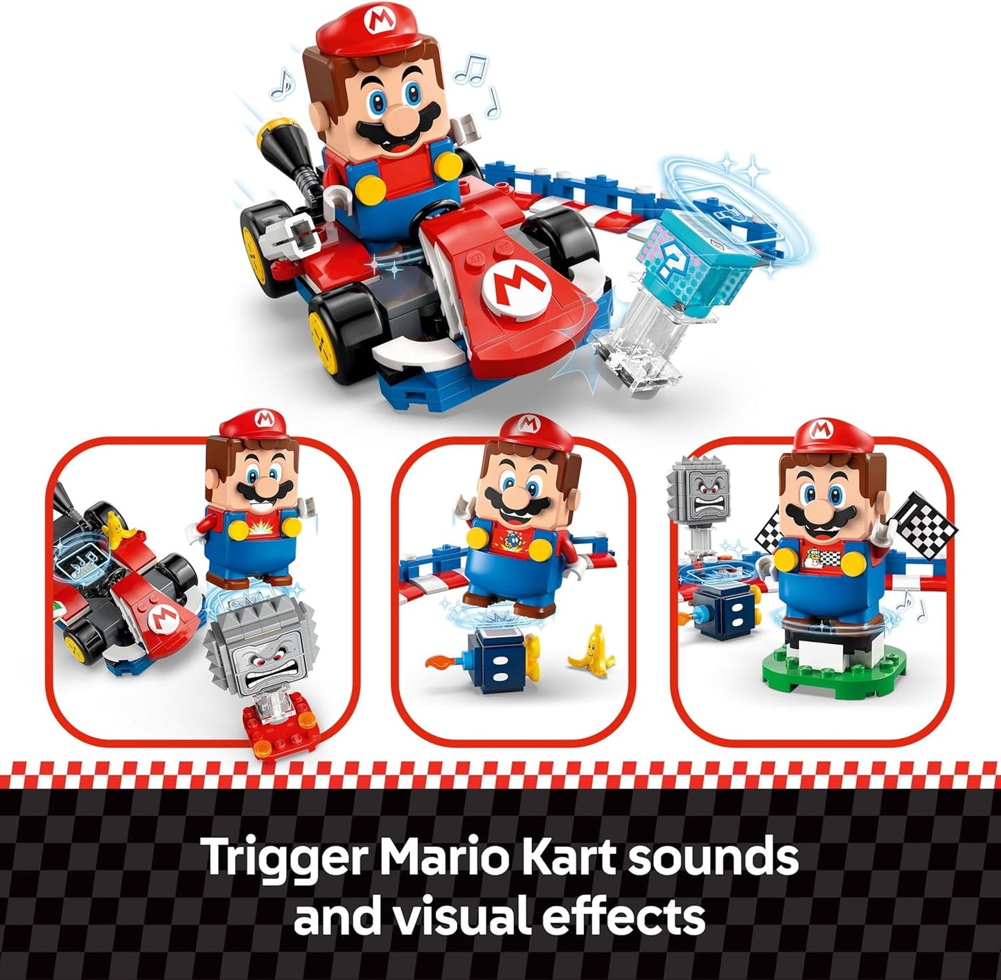 LEGO Mario Kart – Mario Interativo e Kart Padrão - Pista de Corrida de Brinquedo com um Carro, 3 Figuras, um Pódio e Barreiras - Presente para Jogadores a partir de 7 Anos - 72043