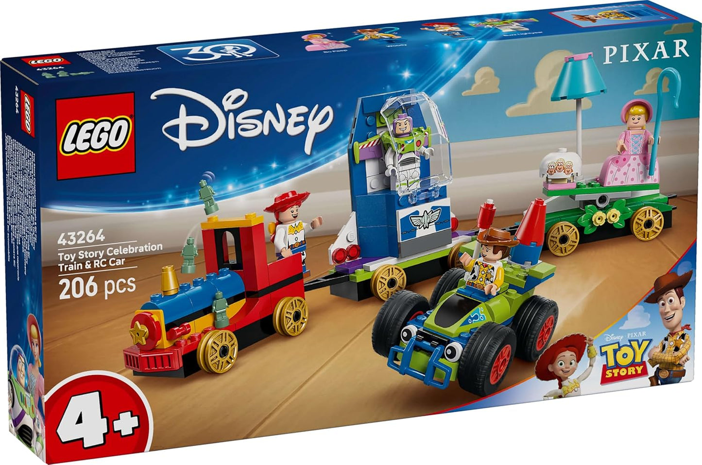 LEGO ǀ Disney e Pixar Toy Story Celebration Trem e Carro RC Conjunto de Construção de Brinquedo com Minifiguras Woody, Buzz Lightyear, Jessie e Bo Peep - Presente de Aniversário para Meninos e Meninas a partir de 4 Anos - 43264