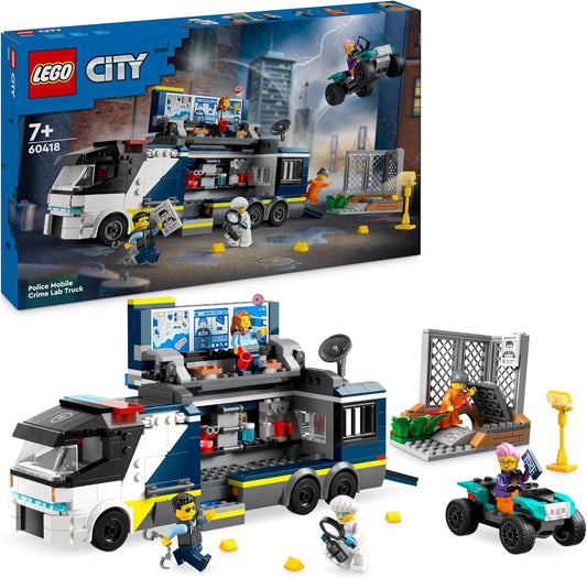 LEGO City Police Mobile Crime Lab Truck Juguete para niños, niñas y niños a partir de 7 años, juego de vehículos con ATV, 2 oficiales, 1 científico y 2 minifiguras de bandidos para jugar