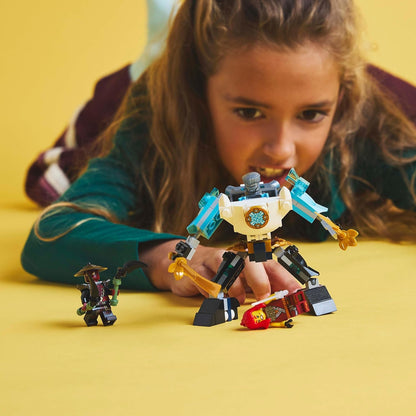 LEGO NINJAGO Zane’s Battle Suit Mech - Brinquedo Ninja com 3 Minifiguras - Conjunto de dramatização Dragons Rising - Ideia de presente de aniversário para meninos e meninas de 6 anos ou mais