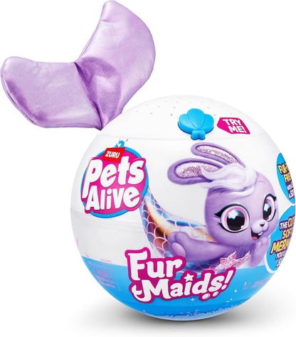 Pets Alive Furmaids da ZURU Sereia de Pelúcia Interativa com Luzes e Sons para Meninas (Coelhinho Roxo)
