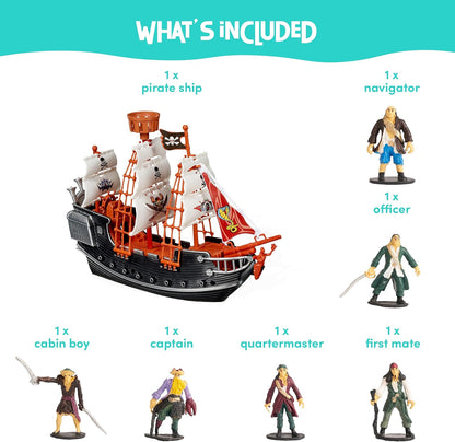 THE TWIDDLERS - Navio Pirata de Faz de Conta com Miniaturas de Piratas, Brinquedo para Crianças e Entusiastas - Inclui Navio e 6 Piratas