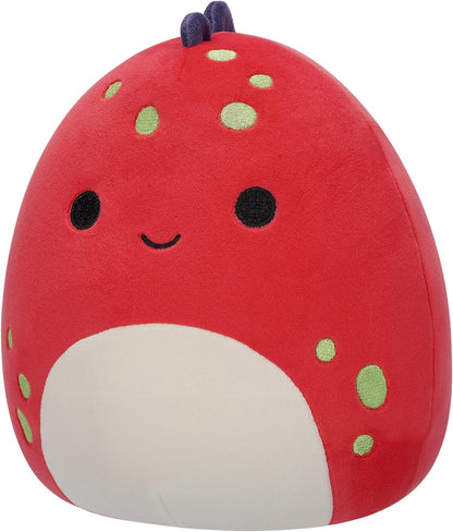 Squishmallows SQCR05399 Le Rouge 7,5 polegadas-Dolan The Red Dino com manchas verdes, multicolorido