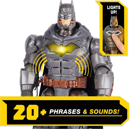 BATMAN DC Comics, Battle Strike Batman Figura de ação de 12 polegadas, mais de 20 frases e sons, brinquedos colecionáveis para crianças para meninos e meninas de 3 anos ou mais