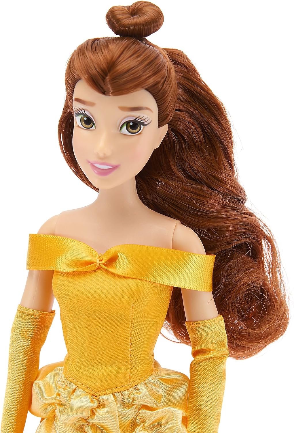 Disney Boneca Clássica Bela Store 30 cm – A Bela e a Fera, Vestido de Baile de Cetim Dourado e Articulada