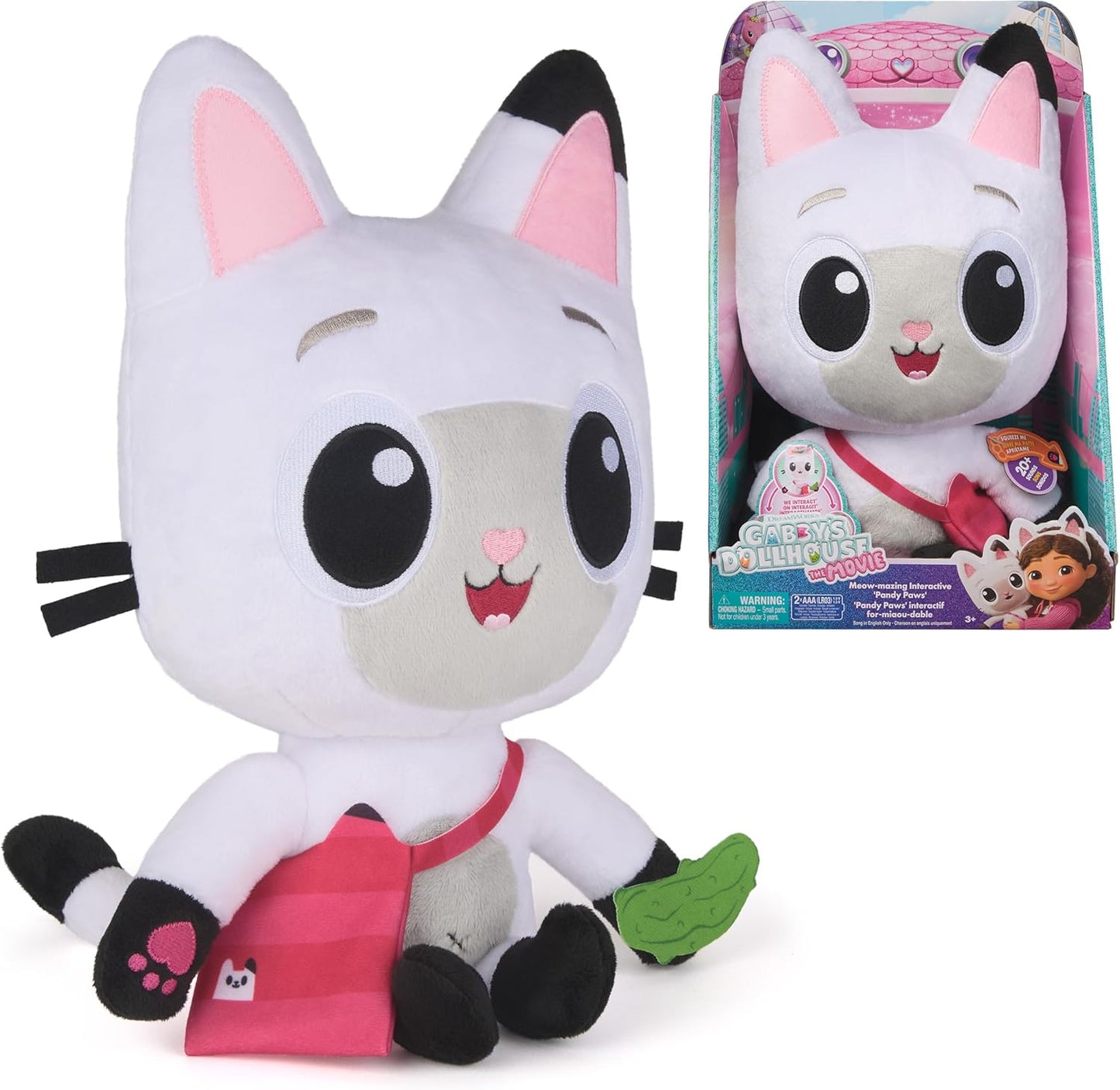 Gabby's Dollhouse: O Filme, Incrível Brinquedo de Pelúcia Interativo Pandy Paws com 3 Acessórios e Bolsa Removível, Brinquedo Infantil para Meninas e Meninos a partir de 3 Anos