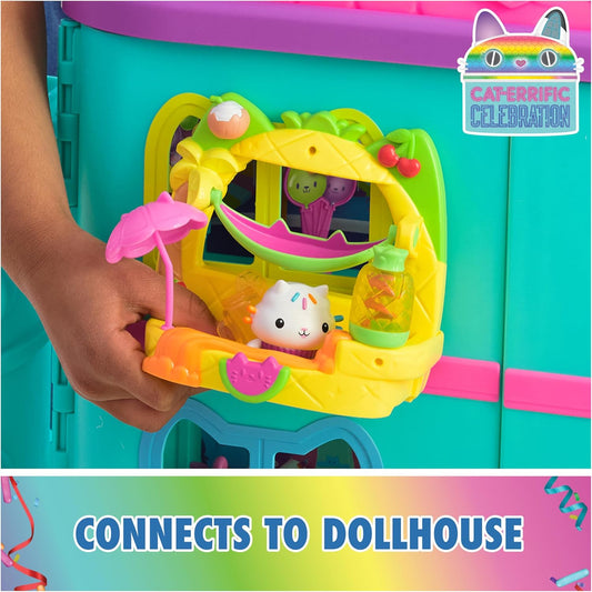 Gabby’s Dollhouse Conjunto de Brinquedo Cakey's Fruit Smoothie Balcony, 8 peças com figuras de brinquedo, acessórios para casa de bonecas e brincadeira sensorial, brinquedos infantis para meninas e meninos a partir de 3 anos.